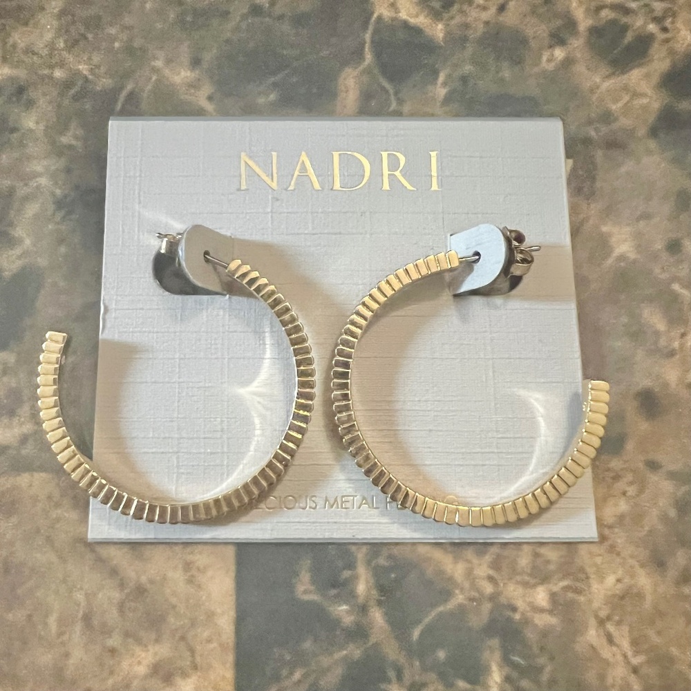 NWT Nadri Gold Hoop Earrings